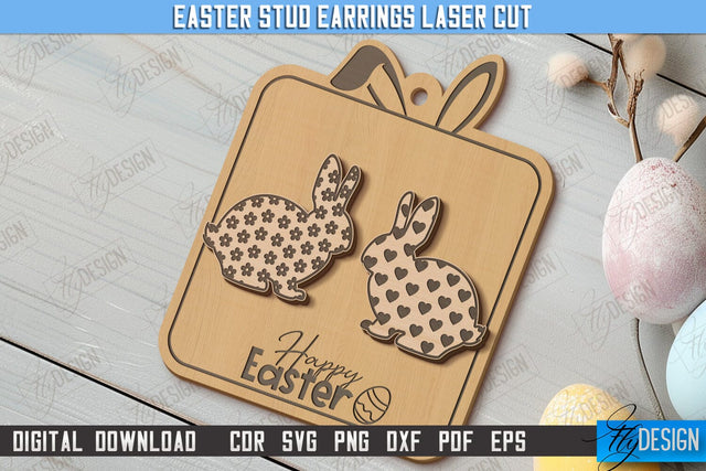Easter Stud Earrings | Spring Design | Easter Signs | Accessories | CNC File SVG Fly Design 