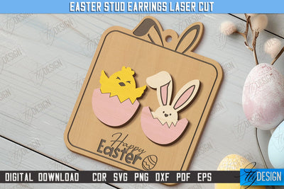 Easter Stud Earrings | Spring Design | Easter Signs | Accessories | CNC File SVG Fly Design 