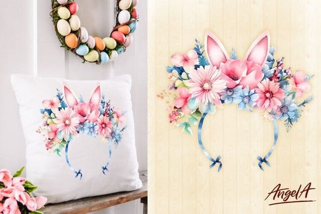 Easter sublimation design / easter bunny ears flowers clipart Sublimation Angelina Semenova 