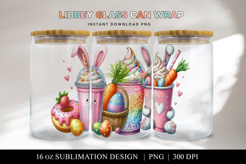 Easter Sublimation Design for Libbey Glass Can Wrap Sublimation BijouBay 
