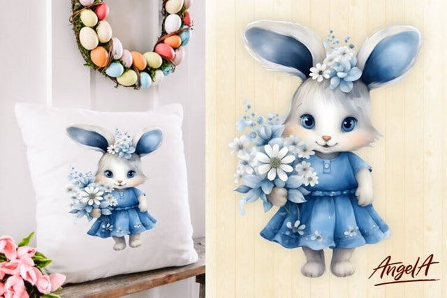 Easter sublimation design / pillow easter bunny girl png Sublimation Angelina Semenova 