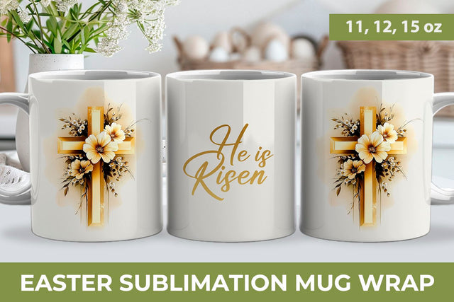 Easter sublimation mug wrap, cross mug wrap Sublimation KMarinaDesign 