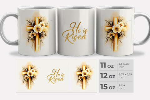 Easter sublimation mug wrap, cross mug wrap Sublimation KMarinaDesign 