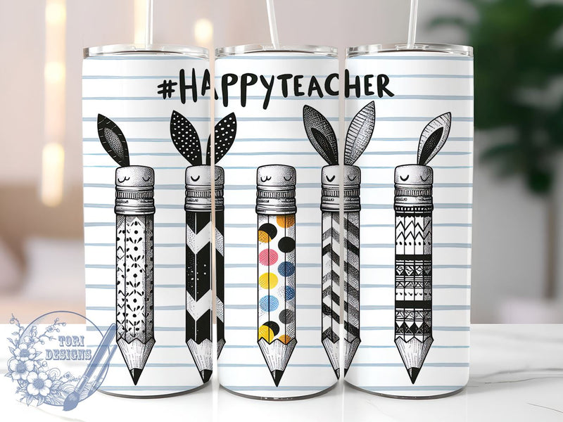 Easter Teacher 20oz Skinny Tumbler, Happy Easter Tumbler Png, Straight & Tapered Tumbler Wrap, Instant Digital Download Sublimation ToriDesigns 