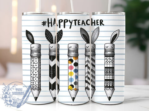 Easter Teacher 20oz Skinny Tumbler, Happy Easter Tumbler Png, Straight & Tapered Tumbler Wrap, Instant Digital Download Sublimation ToriDesigns 