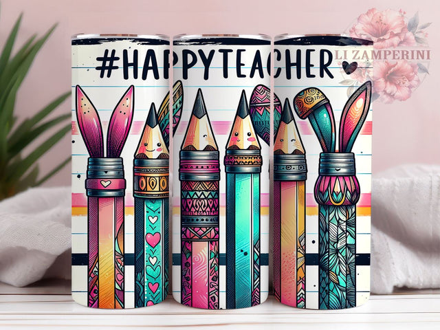 Easter Teacher 20oz Tumbler Wrap PNG, Happy Easter Tumbler Png, Straight & Tapered Tumbler Wrap, Instant Digital Download Sublimation Li Zamperini 