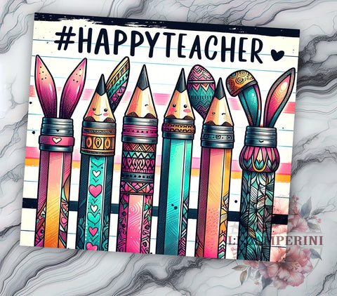 Easter Teacher 20oz Tumbler Wrap PNG, Happy Easter Tumbler Png, Straight & Tapered Tumbler Wrap, Instant Digital Download Sublimation Li Zamperini 