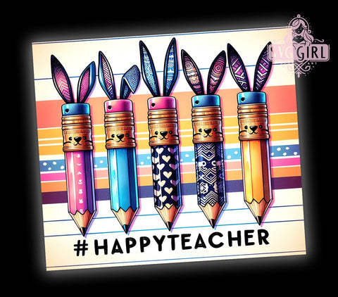 Easter Teacher 20oz Tumbler Wrap Sublimation Design, Straight Tapered Tumbler Wrap, Happy Easter Tumbler Png, Instant Digital Download Sublimation SvggirlplusArt 