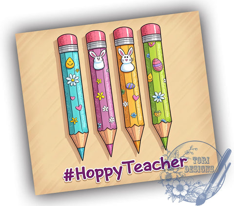 Easter Teacher, Hoppy Teacher, 20oz Tumbler, Sublimation Design, Teacher Gift, Easter Gift, Spring Decor Sublimation ToriDesigns 