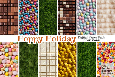 Easter Textures Digital Paper | Spring Pastel Eggs Digital Pattern Fine Purple Elephant Creations 