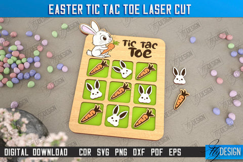 Easter Tic Tac Toe Bundle | Classic Game | Noughts and Crosses | Board Game | CNC Files SVG Fly Design 