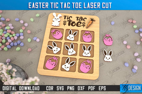 Easter Tic Tac Toe Bundle | Classic Game | Noughts and Crosses | Board Game | CNC Files SVG Fly Design 