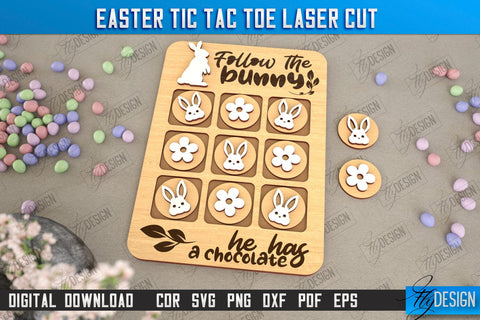 Easter Tic Tac Toe Bundle | Classic Game | Noughts and Crosses | Board Game | CNC Files SVG Fly Design 