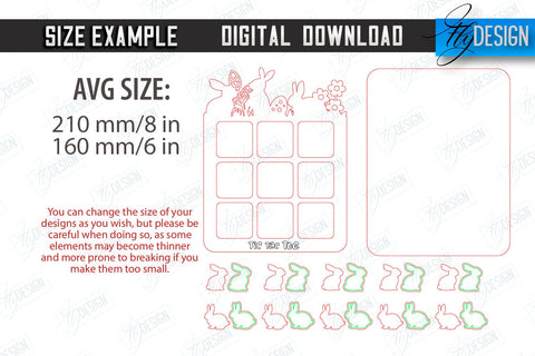 Easter Tic Tac Toe Bundle | Classic Game | Noughts and Crosses | Board Game | CNC Files SVG Fly Design 