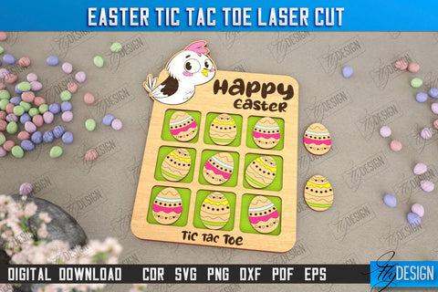 Easter Tic Tac Toe Bundle | Classic Game | Noughts and Crosses | Board Game | CNC Files SVG Fly Design 
