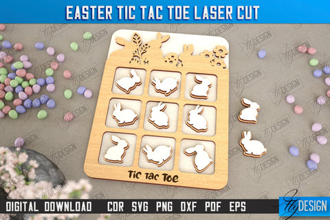 Easter Tic Tac Toe Bundle | Classic Game | Noughts and Crosses | Board Game | CNC Files SVG Fly Design 