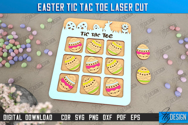 Easter Tic Tac Toe | Classic Game | Noughts and Crosses | Board Game | CNC File SVG Fly Design 