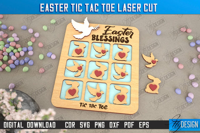 Easter Tic Tac Toe | Classic Game | Noughts and Crosses | Board Game | CNC File SVG Fly Design 