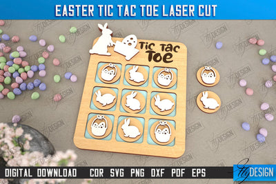 Easter Tic Tac Toe | Classic Game | Noughts and Crosses | Board Game | CNC File SVG Fly Design 