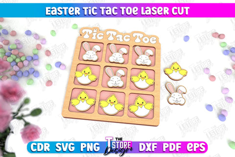 Easter Tic Tac Toe | Classic Game | Noughts and Crosses | Board Game | CNC File SVG The T Store Design 
