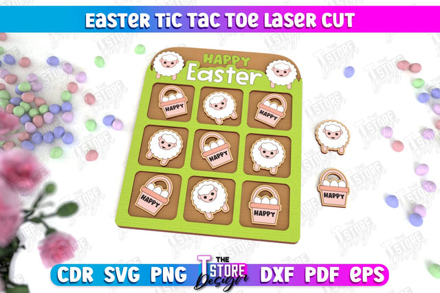 Easter Tic Tac Toe | Classic Game | Noughts and Crosses | Board Game | CNC File SVG The T Store Design 