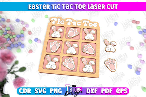 Easter Tic Tac Toe | Classic Game | Noughts and Crosses | Board Game | CNC File SVG The T Store Design 