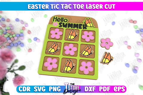 Easter Tic Tac Toe | Classic Game | Noughts and Crosses | Board Game | CNC File SVG The T Store Design 
