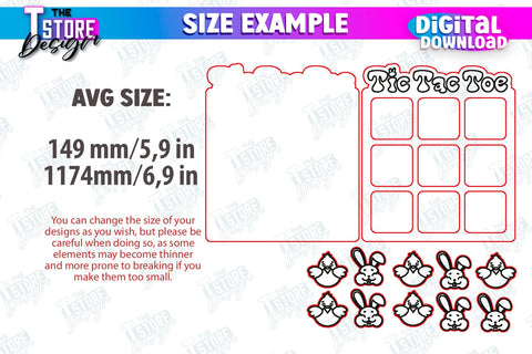 Easter Tic Tac Toe | Classic Game | Noughts and Crosses | Board Game | CNC File SVG The T Store Design 