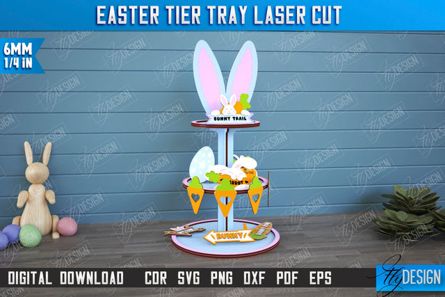 Easter Tiered Tray | Round Stand | Easter Signs | Dessert Tiered Tray | CNC File SVG Fly Design 