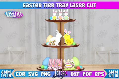 Easter Tiered Tray | Round Stand | Easter Signs | Dessert Tiered Tray | CNC File SVG The T Store Design 