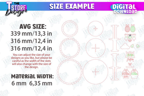 Easter Tiered Tray | Round Stand | Easter Signs | Dessert Tiered Tray | CNC File SVG The T Store Design 