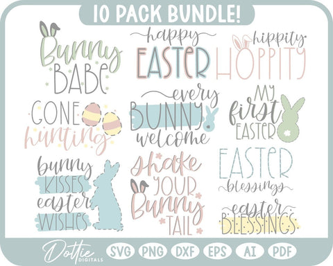 Easter Time Bunny Ears 10 Design Pack Bundle – SVG PNG DXF EPS AI PDF – Cutting & Printing Files SVG DottieDigitals 