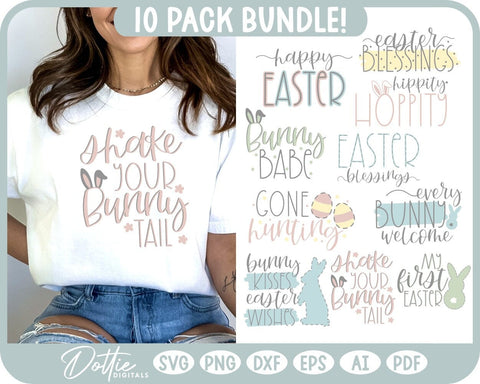 Easter Time Bunny Ears 10 Design Pack Bundle – SVG PNG DXF EPS AI PDF – Cutting & Printing Files SVG DottieDigitals 