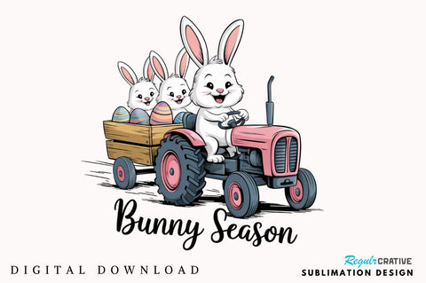Easter Tractor PNG Bunny Season Sublimation Design Sublimation Regulrcrative 