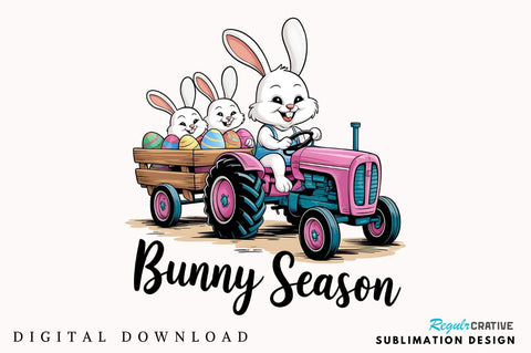 Easter Tractor PNG Bunny Season Sublimation Design Sublimation Regulrcrative 