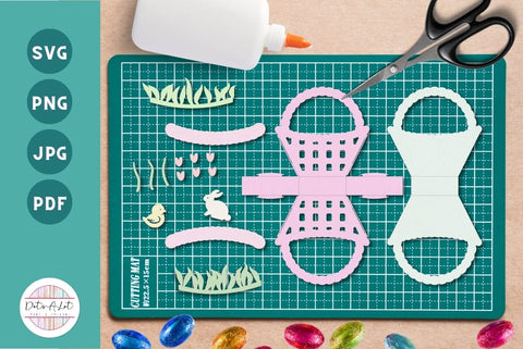Easter Treat Box Basket 3D SVG Cut File 3D Paper Dots-A-Lot 