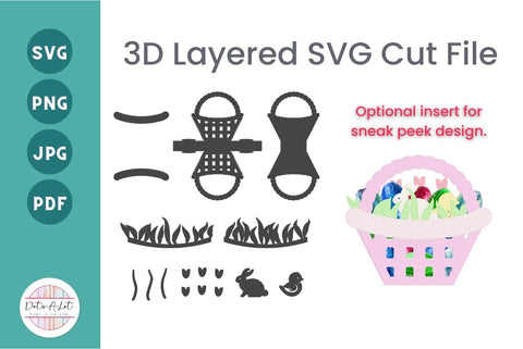 Easter Treat Box Basket 3D SVG Cut File 3D Paper Dots-A-Lot 
