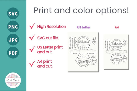 Easter Treat Box Basket 3D SVG Cut File 3D Paper Dots-A-Lot 