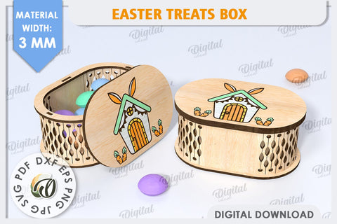 Easter Treats Box Laser Cut. Easter Gift Box SVG SVG Evgenyia Guschina 