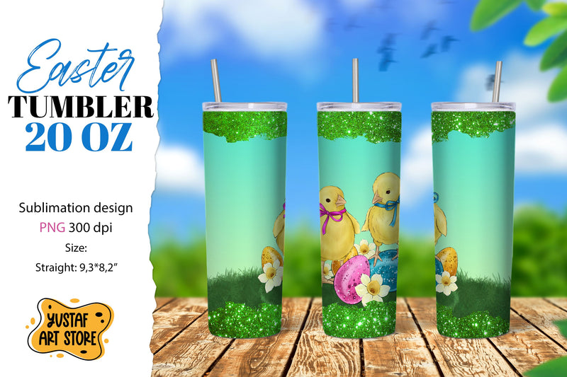 Easter tumbler sublimation.Cute easter chicks couple tumbler Sublimation Yustaf Art Store 