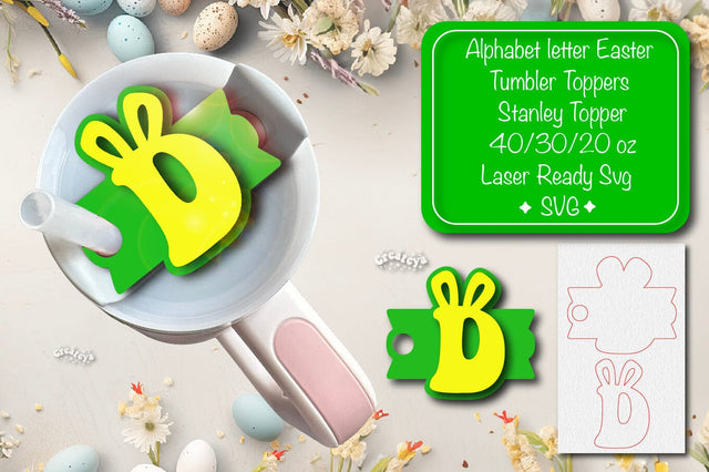 Easter tumbler topper svg Alphabet Letter laser cut Easter Glowforge Laser ready Easter Name plate Letter D SVG Createya Design 