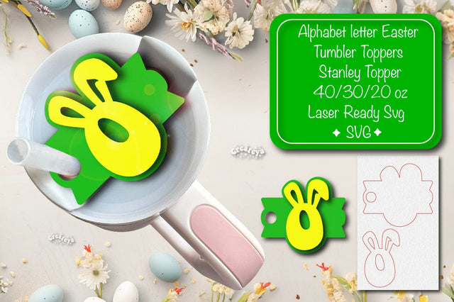 Easter tumbler topper svg Alphabet Letter laser cut Easter Glowforge Laser ready Easter Name plate Letter O SVG Createya Design 