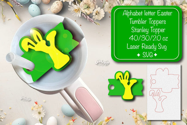 Easter tumbler topper svg Alphabet Letter laser cut Easter Glowforge Laser ready Easter Name plate Letter Y SVG Createya Design 