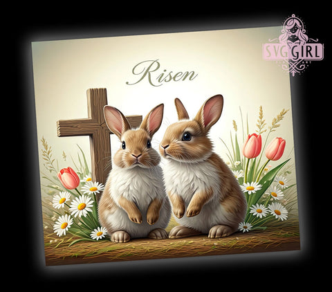 Easter Tumbler Wrap, Risen Design, Christian Easter Bunny Drinkware, Bible Verse Tumbler, Religious Easter Art, Digital Download, Faith-Based Tumbler Design, Spring Tumbler Wrap Sublimation SvggirlplusArt 