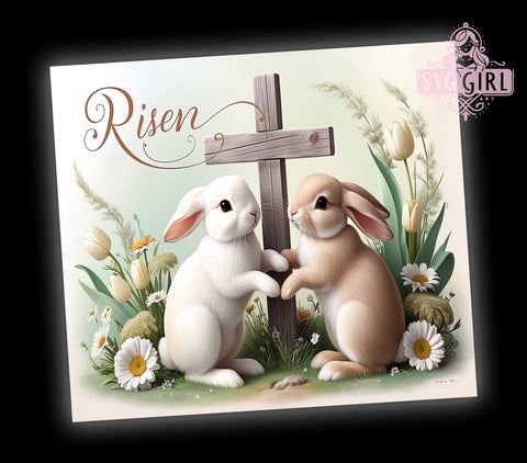 Easter Tumbler Wrap, Risen Design, Christian Easter Bunny Drinkware, Bible Verse Tumbler, Religious Easter Art, Digital Download, Faith-Based Tumbler Design, Spring Tumbler Wrap Sublimation SvggirlplusArt 