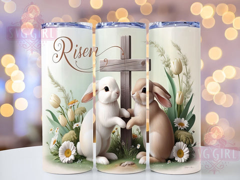 Easter Tumbler Wrap, Risen Design, Christian Easter Bunny Drinkware, Bible Verse Tumbler, Religious Easter Art, Digital Download, Faith-Based Tumbler Design, Spring Tumbler Wrap Sublimation SvggirlplusArt 