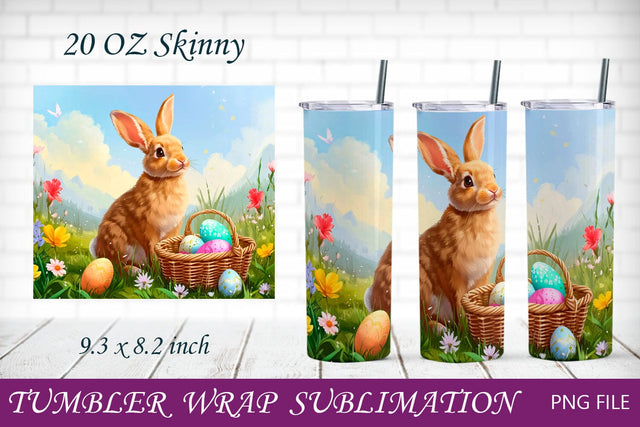 Easter tumbler wrap with cute bunny, Spring 20 oz tumbler sublimation Sublimation AnastasiyaArtDesign 