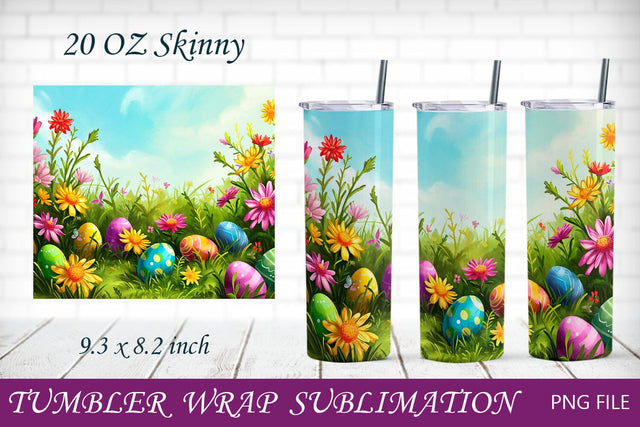 Easter tumbler wrap with eggs and flowers, 20 oz wrap design Sublimation AnastasiyaArtDesign 