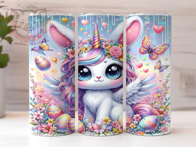 Easter Unicorn Tumbler Wrap, Cute Bunny Design, 20oz Sublimation Wrap, Digital Download Tumbler, Unicorn and Bunny Art, Spring Drinkware, Easter Gift Idea, Colorful Tumbler Sublimation Lara' s Designs 