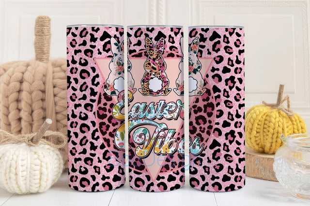 Easter Vibes 20oz Tumbler Wrap PNG, Easter Day Skinny sublimation digital Wrap, Easter Cute Bunny Tumbler, Easter egg wrap, leopard print Sublimation BouDesign 